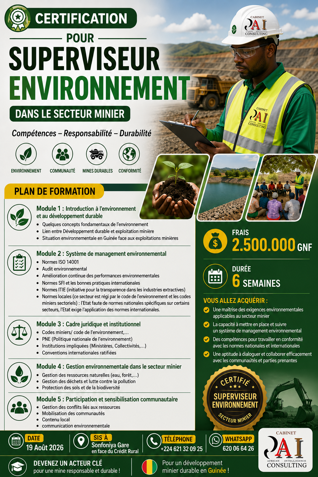 Formation dans la certification de Superviseur Environnement